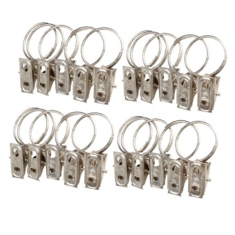 20pcs Stainless Steel Window Shower Curtain Rod Clips Rings Drapery Clips