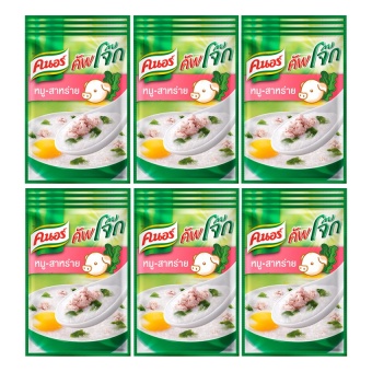 KNORR คนอร์ คัพโจ๊ก รสหมูผสมสาหร่าย 35กรัม แพ็ค 4 ซอง (รวม 6 แพ็ค ทั้งหมด 24 ซอง)