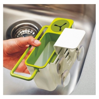 Selected ที่เก็บอุปกรณ์ล้างจาน กล่องเก็บอุปกรณ์ล้างจาน ที่เก็บฟองน้ำล้างจาน ที่วางของข้างอ่างล้างจาน (สีเขียว)