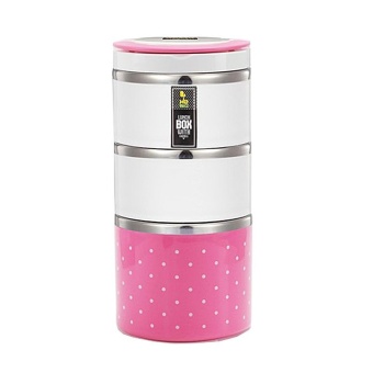 GetZhop ปิ่นโต 3 ชั้น Pinto กล่องอาหาร เก็บความร้อน Homio (Pink)