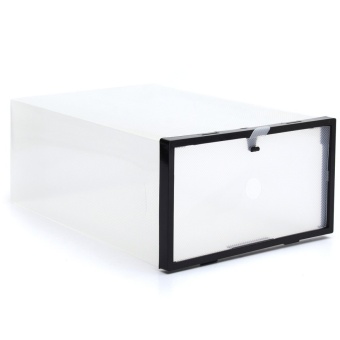 Audew Foldable Plastic Transparent Drawer Case Shoe Storage Organizer Stackable Box Black - Intl