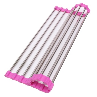 Stainless Roll Kitchen Sink Storage Dish Drainer Fruit Dry Shelves Rack Holder - Intl