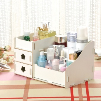 360DSC Multifunctional DIY Makeup Cosmetic Box Drawers Holder Jewelry Storage Case Organizer - White