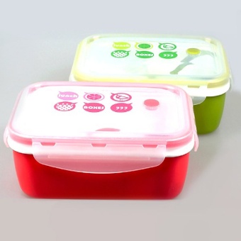 ชุดกล่องข้าว 3 ช่อง พร้อมถ้วยซุป 2 ใบ (สีชมพูและสีเขียว)
