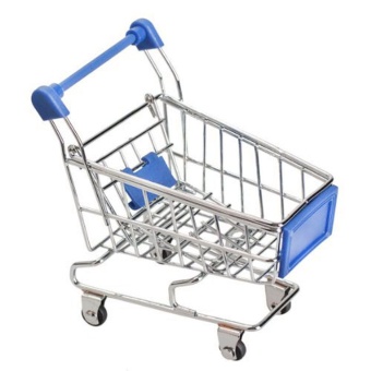 niceEshop Mini Supermarket Handcart Shopping Utility Cart Mode Desk Storage Toy,Dark Blue