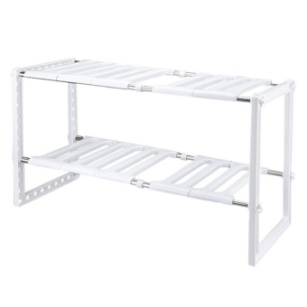 Selected ชั้นวางของใต้อ่างล้างจาน ชั้นวางของใต้ซิงค์น้ำ Kitchen Rack สีขาว
