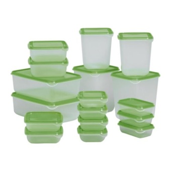 FIN-FIN ชุดกล่องอาหาร 17 ชิ้น, ใส, สีเขียว