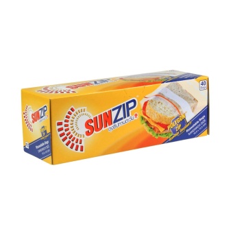 SUNZIP ถุงซิปถนอมอาหาร ขนาด Sandwich บรรจุ 40 ชิ้นต่อกล่อง สินค้าขายยกลัง 1 ลังบรรจุ 12 กล่อง