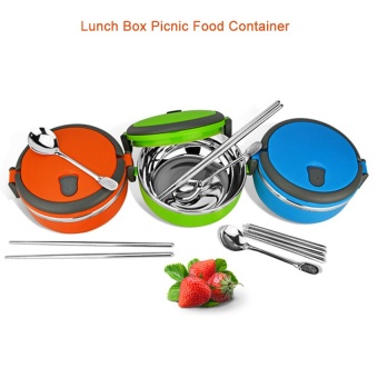 2016 Best Quality Thermal Insulated Stainless Steel Portable single layer Lunch Box Picnic Food Container(blue)