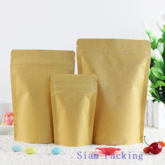 Siam Packing ถุงคราฟท์ ซิปล็อค ตั้งได้ ขนาด 15x21+4 ซม. (แพ็ค 100 ใบ)