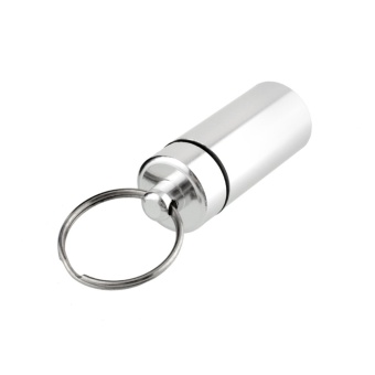 WaterProof Mini Silver Aluminum Keychain Pill Tablet Storage Box Case Container