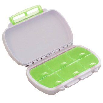 Portable Plastic Travel 6-Compartment Waterproof Moistureproof Medicine Vitamin Tablet Pill Storage Box Container Case Green