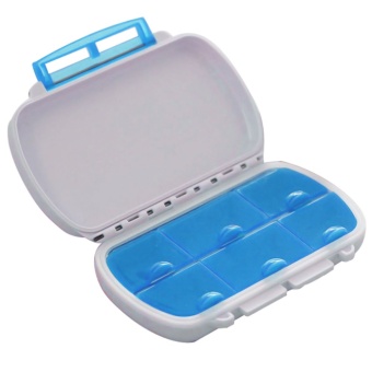 Portable Plastic Travel 6-Compartment Waterproof Moistureproof Medicine Vitamin Tablet Pill Storage Box Container Case Blue