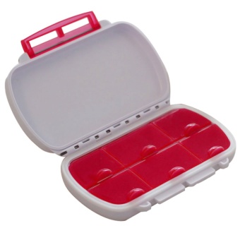 Portable Plastic Travel 6-Compartment Waterproof Moistureproof Medicine Vitamin Tablet Pill Storage Box Container Case Pink
