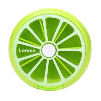Portable 7 Day Rotating Pill Case Medicine Box (Lemon) - Intl