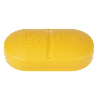 Portable Pea Shape 6 Compartment Pill Case Box Medicine Organizer Yellow