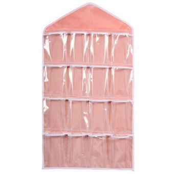 16 Pockets Hanging Over Door Wall Sock Shoe Organiser Storage Tidy Rack Space Saver Pink