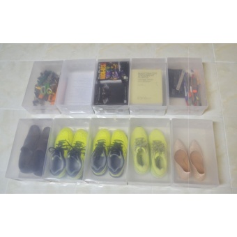 SECEN กล่องรองเท้าอเนกประสงค์ สีใส แบบเปิดบน ใส่รองเท้าส้นสูง, เอกสาร A4 (10 กล่อง) "Size ใหญ่""