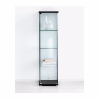 NK Furniline ตู้โชว์กระจกนิรภัย รุ่น glass cabinet40x160 - ท้อปไม้สีโอ๊ค