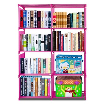 Room Story ชั้นวางหนังสือ 4 ชั้น 2 บล็อค Bookcase 8 ช่อง (สีชมพู)