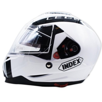 INDEX หมวกกันน๊อคเต็มใบ รุ่น LEGENDA (i-shield) หน้ากาก 2 ชั้น สีขาวล้วน/คาดดำ