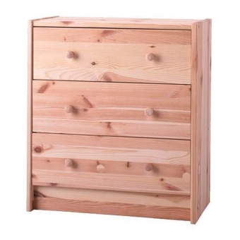 PR Furniture ตู้ไม้สนแท้นิวซีแลนด์ 3 ลิ้นชัก (สีบีชธรรมชาติ)