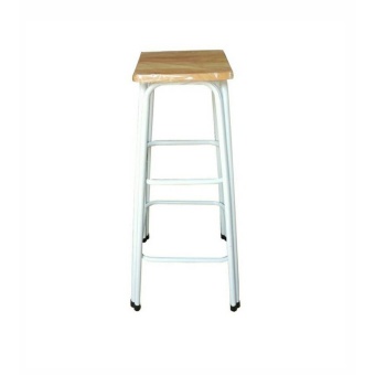 OK Furniture เก้าอี้สตูลไม้ยางพารา ขาคู่ สูง 30 นิ้ว (สีขาว)