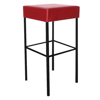Inter Steel เก้าอี้บาร์ สตูลบาร์สูง รุ่น Stool-H โครงดำ - เบาะสีแดง