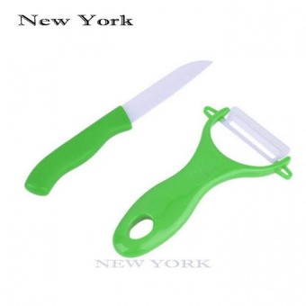NEW YORK BIG SALE มีดปอกผักและผลไม้เซรามิก Set 2 ชิ้น No.006 - Green