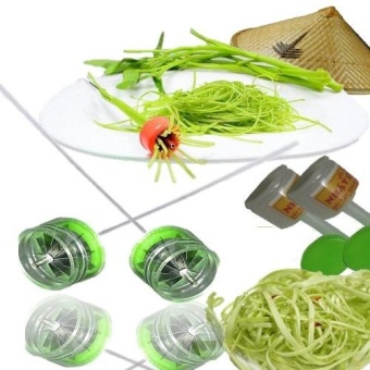 MOMMA แพคคู่ ต้นตำรับเวียดนามแท้ มีดสแตนเลส ปอก ซอย ผักบุ้ง ฝอย พร้อมปอกด้ามหุ้ม สีเขียว (2 Packages Original Vietnam Knife Peeling Vegetable Water Spinach Splitter : dao che rau muong)(Green)