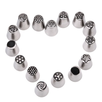 15pcs Stainless Steel Cake Different Ended Icing Piping Nozzles
