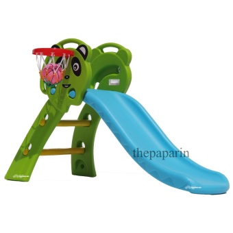 The Paparin สไลเดอร์ พร้อมแป้นบาสและลูกบาส สีเขียว พลาสติคอย่างดี