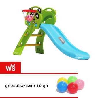SCMShop สไลเดอร์ พร้อมแป้นบาสและลูกบาส แถมฟรี ลูกบอลไร้สารพิษ 10ลูก