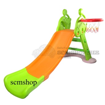 SCM Shop สไลเดอร์ พร้อมแป้นบาสและลูกบาส สไลเดอร์ยีราฟ สีส้มเขียว อย่างดี