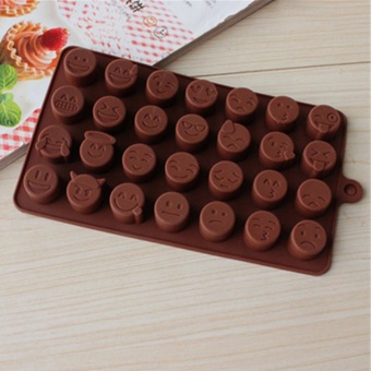 Freshyware แม่พิมพ์ซิลิโคน พิมพ์วุ้น ทำน้ำแข็ง ทำ chocolate food grade ชุดอีโมจิ ไอคอน emoji icon คุณภาพส่งออก (สีน้ำตาล) ขนาดไอคอน ประมาณ 2 cm