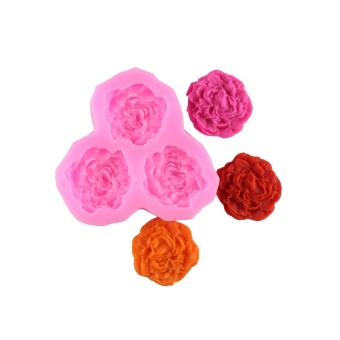 1pcs 3-Hole Peony Flowers Modeling Cake Decoration Fondant Chocolate Pudding Silicone Mold Kitchen Tool - Intl