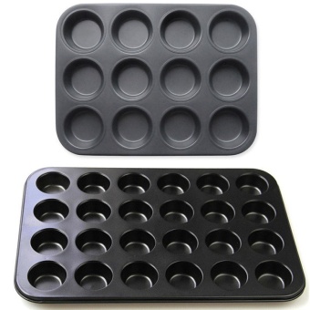 ถาดมัฟฟิน 12 หลุม ใหญ่ (Black) + ถาดมัฟฟิน 24 หลุม เล็ก (Black)