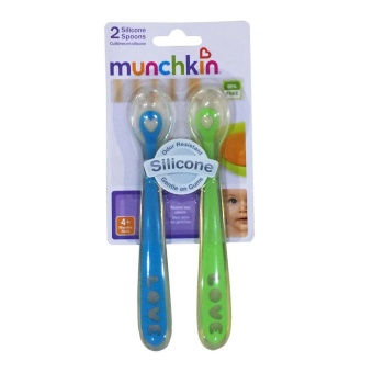 Munchkin ช้อนป้อนอาหารเด็กแบบซิลิโคนเนื้อนิ่ม BPA FREE แพ็คคู่ (ฟ้า/เขียว)