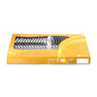 Jaguar ชุดของขวัญ ช้อนส้อมหนา ลายเพิร์ล จากัวร์ ช้อนและส้อม 12 คู่ - Silver