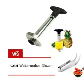 MD ที่ปอกเปลือก คว้าน แกน และหั่นสับปะรด Pineapple Corer Slicer - Siver/Black (แถม Watermelon Slicer มีดตัดหั่นคว้านคีบ แตงโม และผลไม้)