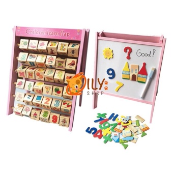 Wood Toy ของเล่นไม้ แพ็คคู่ กระดานเสริมทักษะ 2 in 1 Children Learn Flap + กระดานหมุดจับคู่ รวมสัตว์