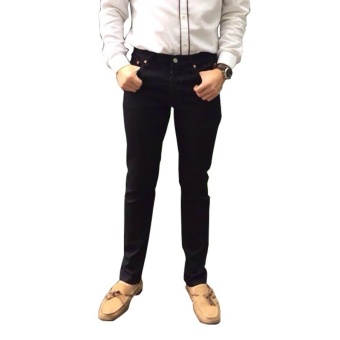 Golden Zebra Jeans กางเกงยีนส์ขาเดฟริมแดง ผ้ายืด (สีดำ)