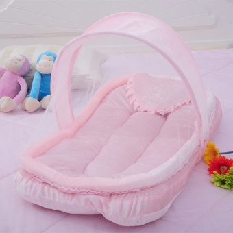 PAlight Portable Foldable Baby Crib Mosquito Net Set (Pink)