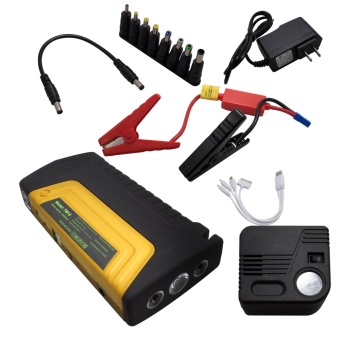 High Quality Multi-Function Car Jump Starter Gasoline/Diesel Portable Battery Jump Start Power Pack Charger แบตสำรองสำหรับสตาร์ทรถยนต์ พร้อมตัวปั๊มลม (สีเหลือง)