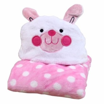 Getagift ผ้าห่ม ผ้าห่อตัวทารกพร้อมหมวกรูป Pink Rabbit - สีชมพูลายจุด