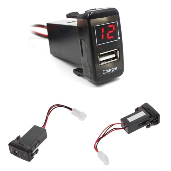 5V 2.1A USB Port Dashboard Voltmeter Phone Charger for TOYOTA Red