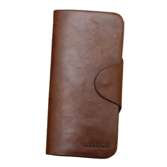 กระเป๋าสตางค์ชาย Luxury Mens Leather Long Wallet Pockets ID Card Clutch Bifold Purse Coffee