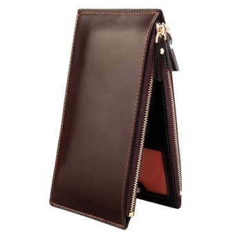 Sanwood Men&#039;s Faux Leather Zipper Credit Card Holder Wallet Coffee