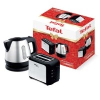 TEFAL ชุด กาต้มน้ำไฟฟ้า 0.8 ลิตร + เครื่องปิ้งขนมปังสเตนเลส รุ่น Metal Series Set