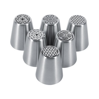 6PCS DIY Stainless Steel Cake Icing Piping Nozzles Baking Tools - intl